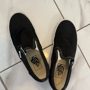 Vans Black and White Slip-On Canvas Sneakers